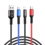 3-in-1 punottu USB latauskaapeli