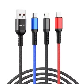 3-in-1 punottu USB latauskaapeli