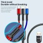 3-in-1 punottu USB latauskaapeli
