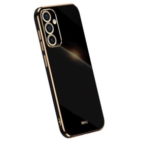 Samsung Galaxy A25 5G musta suojakuori kullanvärisillä reunuksilla Samsung Galaxy A25 5G musta suojakuori kullanvärisillä reunuksilla – huolella viimeistelty tuote lähikuvassa