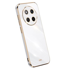 Honor Magic7 Lite 5G valkoinen suojakuori kullanvärisillä reunuksilla Honor Magic7 Lite 5G valkoinen suojakuori kullanvärisillä reunuksilla – joustvasta ja kestävästä muovista valmistettu suojakuori