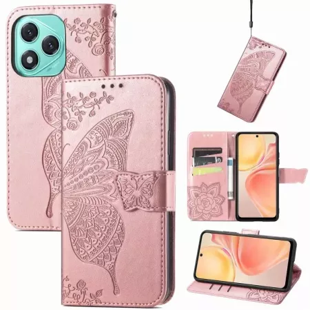 Honor 400 Lite ruusukulta perhonen suojakotelo