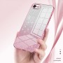 iPhone SE 2022 pinkki glitter suojakuori kädessä lähikuva