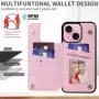 iPhone 15 takakuori korttipaikoilla ja RFID-suojauksella - ruusu kansi avattuna