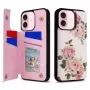 iPhone 16 takakuori korttipaikoilla ja RFID-suojauksella - ruusu