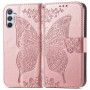 Samsung Galaxy A36 / A56 ruusukulta perhonen suojakotelo – kannellinen puhelinlompakko tuotekuvassa
