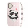 iPhone 16 vaaleanpunainen panda suojakotelo,etupuoli