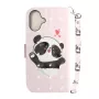 iPhone 16 vaaleanpunainen panda suojakotelo,etupuoli
