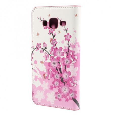 Galaxy J5 vaaleanpunaiset kukat puhelinlompakko