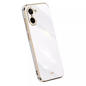 OnePlus Nord CE5 5G valkoinen suojakuori kullanvärisillä reunuksilla