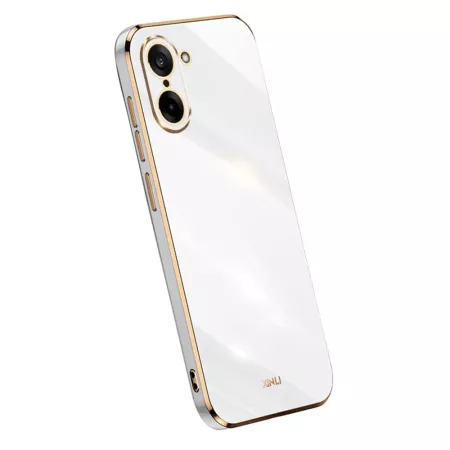 OnePlus Nord CE5 5G valkoinen suojakuori kullanvärisillä reunuksilla