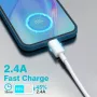 Tämä valkoinen USB - USB-C nopea lataus- ja datakaapeli tukee nopaa latausta