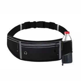 Musta ulkoilu- ja urheiluvyölaukku pullotaskulla