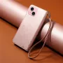iPhone 15 suojakotelo ruusukulta – takakansi ja irrotettava rannelenkki