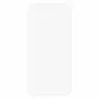 iPhone 17 kirkas panssarilasi – lasi erillään, kirkas ääriviiva.