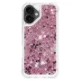 iPhone 17 pinkki glitter hile suojakuori – takapuoli lähikuvassa, kimalteleva pinta.