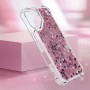 iPhone 17 pinkki glitter hile suojakuori – kuori ilman puhelinta, glitterpaneeli näkyvissä.