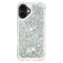 iPhone 17 hopea glitter hile suojakuori – takapuoli lähikuvassa, kimalteleva pinta.