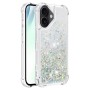 iPhone 17 hopea glitter hile suojakuori – viistokuva, korotetut reunat.
