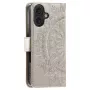 iPhone 17 kullanvärinen mandala suojakotelo – kameran aukko ja kohokuvio lähikuvassa.