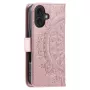 iPhone 17 ruusukulta mandala suojakotelo – kameran aukko ja kohopainatus lähikuvassa.