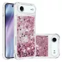 Pinkit iPhone Air kuoret, sisällä liikkuvaa glitter-hilettä ja kirkas reuna.