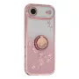 Ruusukultaiset iPhone Air kuoret kimalteella; kohokuvioitu kukkadesign ja sormuspidike.