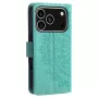 iPhone 17 Pro mintunvihreä mandala suojakotelo viistosta; korotettu kamerakehys.
