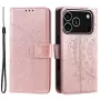 iPhone 17 Pro ruusukulta mandala suojakotelo edestä ja takaa; kohokuvio ja rannehihna.