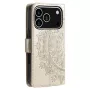 iPhone 17 Pro kullanvärinen mandala suojakotelo viistosta; korotettu kamerakehys.