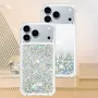 iPhone 17 Pro hopea glitter hile suojakuori sivuprofiilissa; ohut muoto ja suojakulmat.