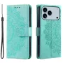 iPhone 17 Pro Max mintunvihreä mandala suojakotelo edestä ja takaa; kohokuvio ja rannehihna.