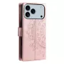 iPhone 17 Pro Max ruusukulta mandala suojakotelo viistosta takaa; korotettu kamerakehys.