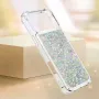 iPhone 17 Pro Max pinkki glitter hile suojakuori viistosta; korotettu kamerakehys ja suojaavat kulmat.