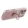 iPhone 17 Pro Max kimalteleva ruusukulta glitter sormuspidike suojakuori.