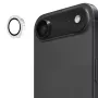 iPhone Air kameran linssisuoja hopea glitter – rengas ja asennettuna puhelimeen.