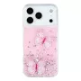 iPhone 17 Pro Max kimaltava suojakuori perhoskoristeella – suora takakuva, leikkuaukot kameralle.