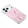 iPhone 17 Pro Max kimaltava suojakuori perhoskoristeella – sivuprofiili ja painikkeet.