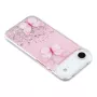 iPhone Air kimaltava suojakuori perhoskoristeella – kuori studiossa ilman puhelinta, pinkki glitter.