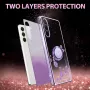 Samsung Galaxy A17 kimalteleva violetti glitter sormuspidike suojakuori.