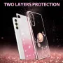 Samsung Galaxy A17 kimalteleva ruusukulta glitter sormuspidike suojakuori.