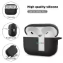 AirPods Pro 3 kotelon musta silikoni suojakuori – pehmeä pinta, tarkat aukot ja suojatut kulmat.