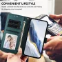 Samsung Galaxy A17 / A26 tumma vihreä kissa suojakotelo – lompakko: 3 korttipaikkaa ja setelitasku.