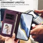 Samsung Galaxy A17 / A26 tumma violetti kissa suojakotelo – lompakko: korttipaikat ja setelitasku.