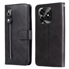 Honor X5c Plus musta suojakotelo vetoketjutaskulla – edessä ja takana.