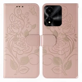 Honor X5c Plus ruusukulta ruusu suojakotelo – kohokuvioitu ruusukuvio ja magneettisuljin.