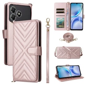 Cepter Nivo A1 ruusukulta puhelinlompakko olkahihnalla yhdistää suojakotelon, lompakon ja irrotettavan hihnan yhteen monipuolise