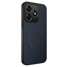 Honor X5c Plus safiirinvärinen hiilikuitu MagSafe suojakuori viistosta, magneettirengas ja hiilikuitupinta erottuvat.