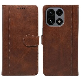 OnePlus 15 ruskea suojakotelo suljettuna edestä ja takaa