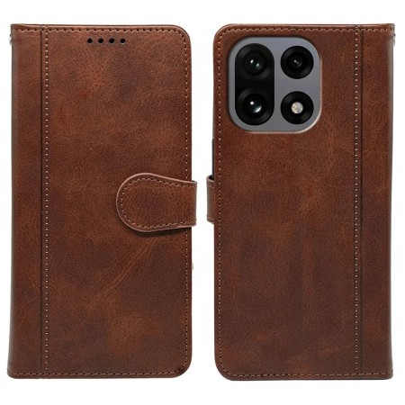 OnePlus 15 ruskea suojakotelo suljettuna edestä ja takaa